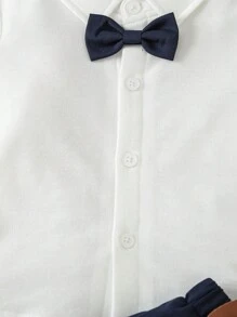 Souflis Souflis 嬰兒男寶寶蝴蝶結前衣+吊帶短褲+帽子