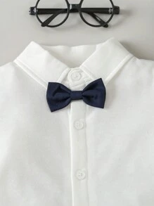 Souflis Souflis 嬰兒男寶寶蝴蝶結前衣+吊帶短褲+帽子