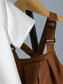 SHEIN Chàng trai trẻ Áo phông trơn & Túi có nắp Romper tổng thể - Nhiều màu - Xem 5