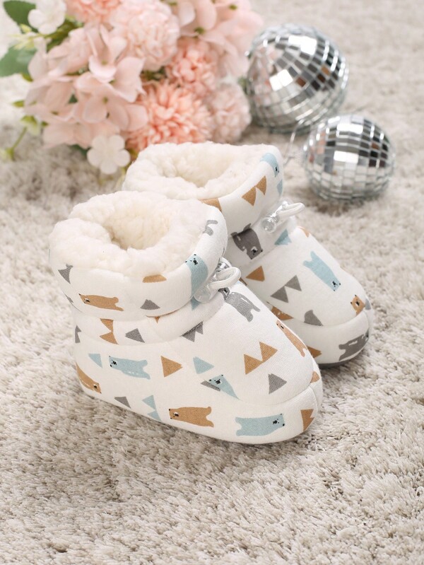 1 Paar Baby Casual Stiefel Mit Bärenmuster, Geeignet Für Herbst Und Winter
