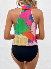 SHEIN LUNE 印花前紐扣連體衣 - 彩色 - 查看 2