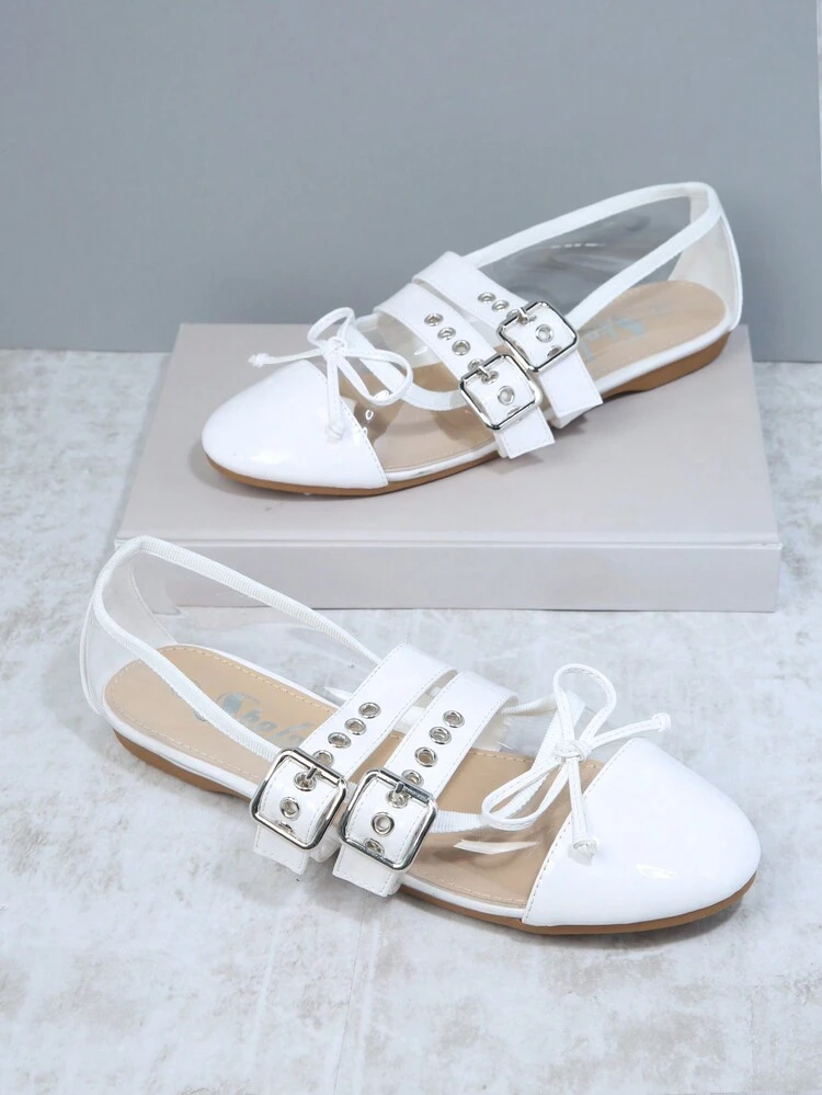 Square Toe Studded Detail Flats