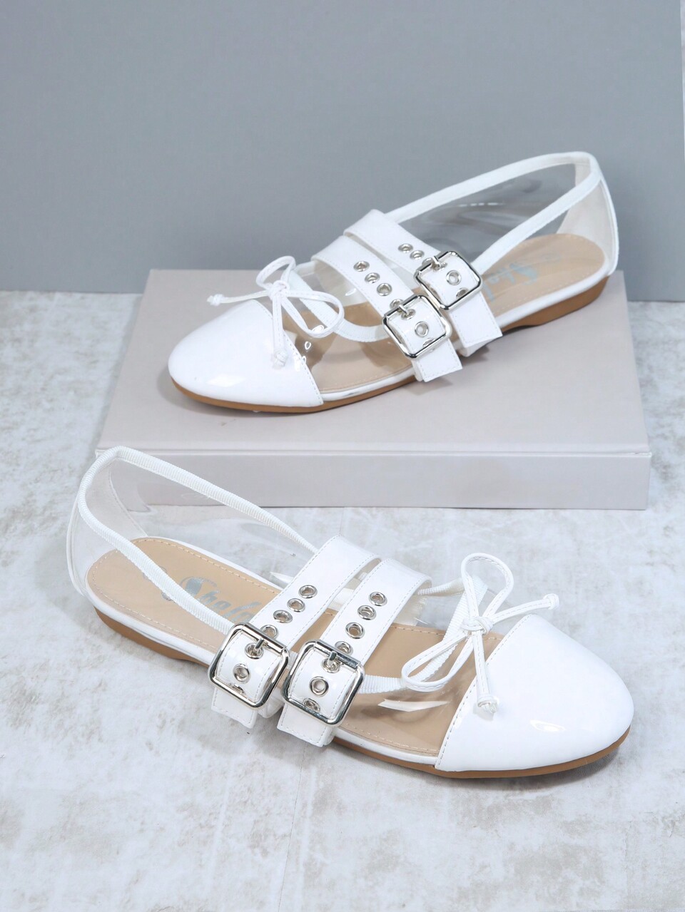 Square Toe Studded Detail Flats