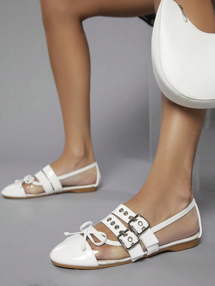 Square Toe Studded Detail Flats