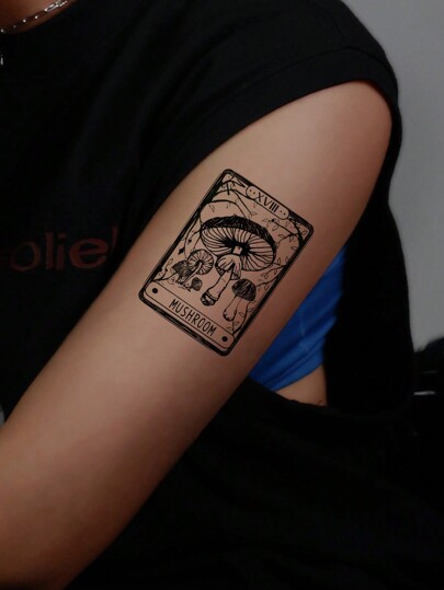 Fairycore 2 hojas Pegatina tatuaje seta & con patrón de cráneo