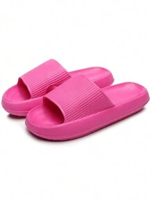 女性紋理質感單帶前衛粉色的乙烯-乙酸乙烯共聚物拖鞋 - 玫紅色 - 查看 1