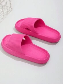 女性紋理質感單帶前衛粉色的乙烯-乙酸乙烯共聚物拖鞋 - 玫紅色 - 查看 2