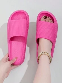 女性紋理質感單帶前衛粉色的乙烯-乙酸乙烯共聚物拖鞋 - 玫紅色 - 查看 3