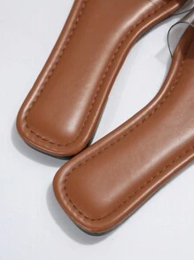 Rhinestone Thong Slippers For Women, Fashion Casual Comfortable French Beach Sandals Suitable For Dating, Vacation & Casual Home Wear - Brown - View 4