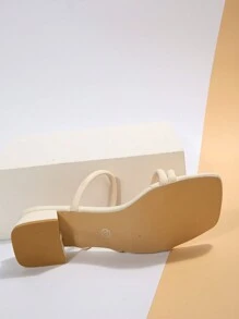 女性多帶粗跟優雅淺褐色的穆勒涼鞋適合夏天 - 米色 - 查看 8