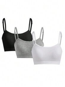 Ocili Ocili Bralette suave y elástico de 3 paquetes con copas moldeadas livianas y de tejido acanalado suave