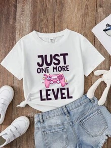 cô gái mười hai Điều khiển tay cầm & Đồ họa Khẩu hiệu Áo thun - trắng - Xem 1