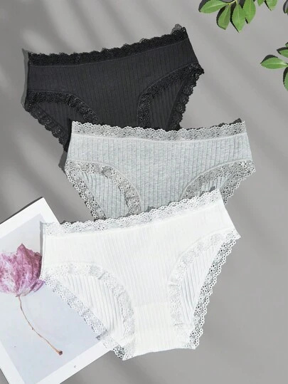 SHEIN 3팩 레이스 퍼즐 팬티