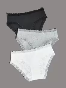 SHEIN Damskie Majtki Sznurówka kontrastująca Prosty