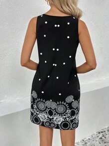 SHEIN LUNE Đầm Cắt ra Chấm bi Giải trí - màu đen - Xem 2