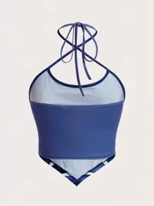 SHEIN ICON Top halter mapa de calor corporal con estampado de espalda abierta con cordón - Multicolor - Ver 8