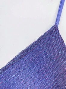 Hauture Glitter Draped Bow Back Fashion Cami Dress - Purple - View 7