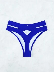 SHEIN Swim 交叉泳衣下裝 - 寶藍色 - 查看 4