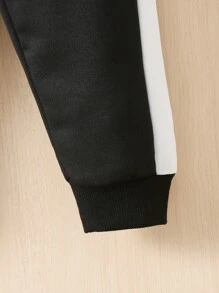 SHEIN Baby Boys' Comfortable Casual Hooded Two Piece Set With Colour Block Design For Fall And Winter - Multicolor - View 10