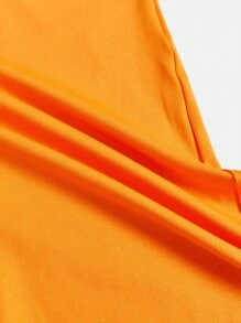 SHEIN EZwear Đơn vị Nữ Đắp vá Dây kéo Lá thư - trái cam - Xem 4