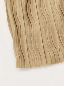 SHEIN ICON 前繫帶露背掛脖上衣 - 卡其色 - 查看 3