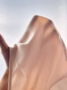 SHEIN Privé Solid Mock Neck Ruched Satin Blouse