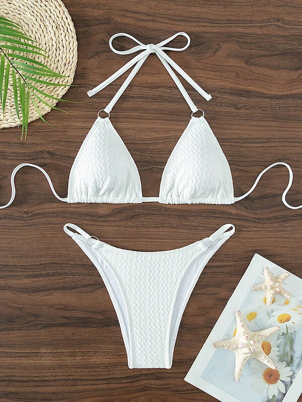 環鏈掛脖三角杯比基尼泳裝