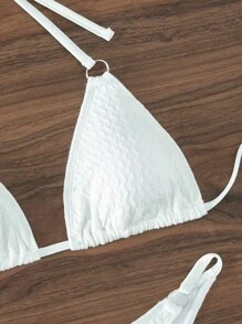 環鏈掛脖三角杯比基尼泳裝 - 白色 - 查看 5