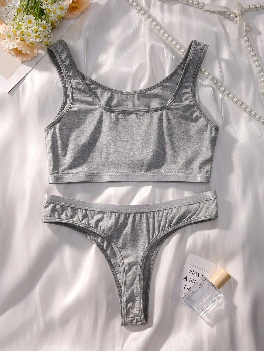 Set de lencería de space dye unido en contraste - Gris Claro - Ver 1