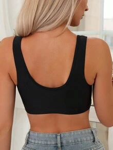 Chain Linked Cut Out Front Bikini Top - Black - View 2