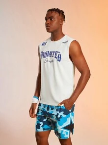 ROMWE MEN Prep Guys Letter Graphic Tank Top - White - View 5