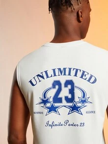 ROMWE MEN Prep Guys Letter Graphic Tank Top - White - View 7