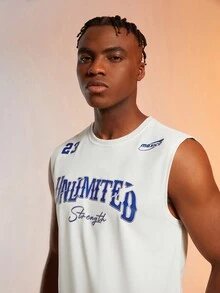 ROMWE MEN Prep Guys Letter Graphic Tank Top - White - View 8