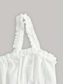 SHEIN MOD Vestido estilo camiseta campesina sin corset con capas de volantes en el dobladillo y busto fruncido - Blanco - Ver 7