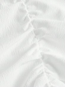 SHEIN MOD Vestido estilo camiseta campesina sin corset con capas de volantes en el dobladillo y busto fruncido - Blanco - Ver 8