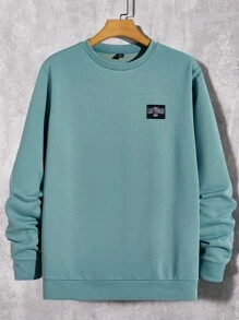 Manfinity RebelGame Men Letter Patched Detail Sweatshirt - Cadet Blue - View 1
