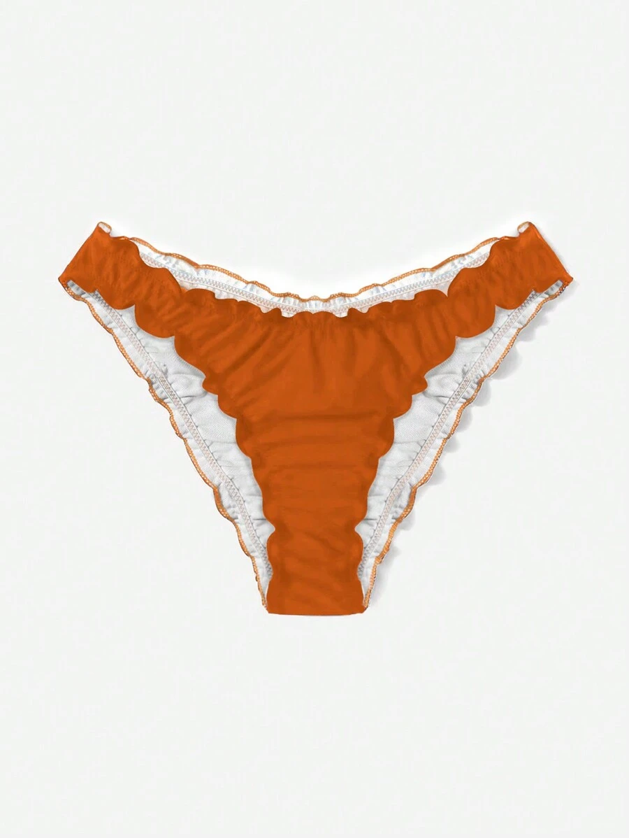 木耳邊泳衣下裝 - 棕色 - 查看 1