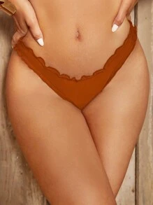 木耳邊泳衣下裝 - 棕色 - 查看 3