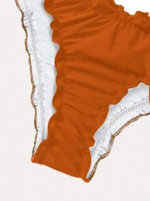 木耳邊泳衣下裝 - 棕色 - 查看 5