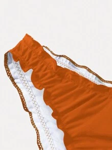 木耳邊泳衣下裝 - 棕色 - 查看 6