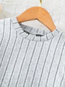 Tween Girl Solid Peplum Hem Tee & Trousers - Light Grey - View 3