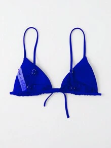 Swim Basics Summer Beach Solid Triangle Bikini Top - Royal Blue - View 2