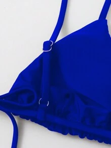 Swim Basics Summer Beach Solid Triangle Bikini Top - Royal Blue - View 4