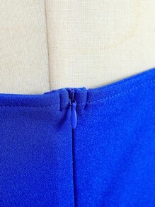 SHEIN 青少年女孩素色肩部蝴蝶結闊腿吊帶連體褲 - 藍色 - 查看 6