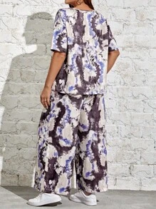 EMERY ROSE Hơn Nhuộm buộc Áo thun & Quần ống rộng - Nhiều màu - Xem 2