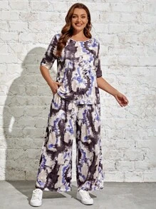 EMERY ROSE Hơn Nhuộm buộc Áo thun & Quần ống rộng - Nhiều màu - Xem 4
