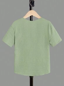 SHEIN 男孩素色缺口領襯衫 - 薄荷綠 - 查看 2