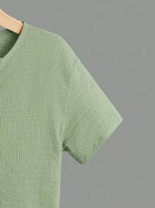 SHEIN 男孩素色缺口領襯衫 - 薄荷綠 - 查看 4