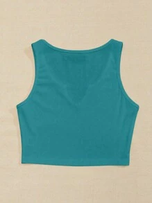 Chiquease Top tank de cuello de muesca tejido de canalé - Celeste - Ver 2