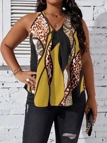 SHEIN LUNE Áo sơ mi Plus Size In hoa Báo Paisley Giải trí - Nhiều màu - Xem 1